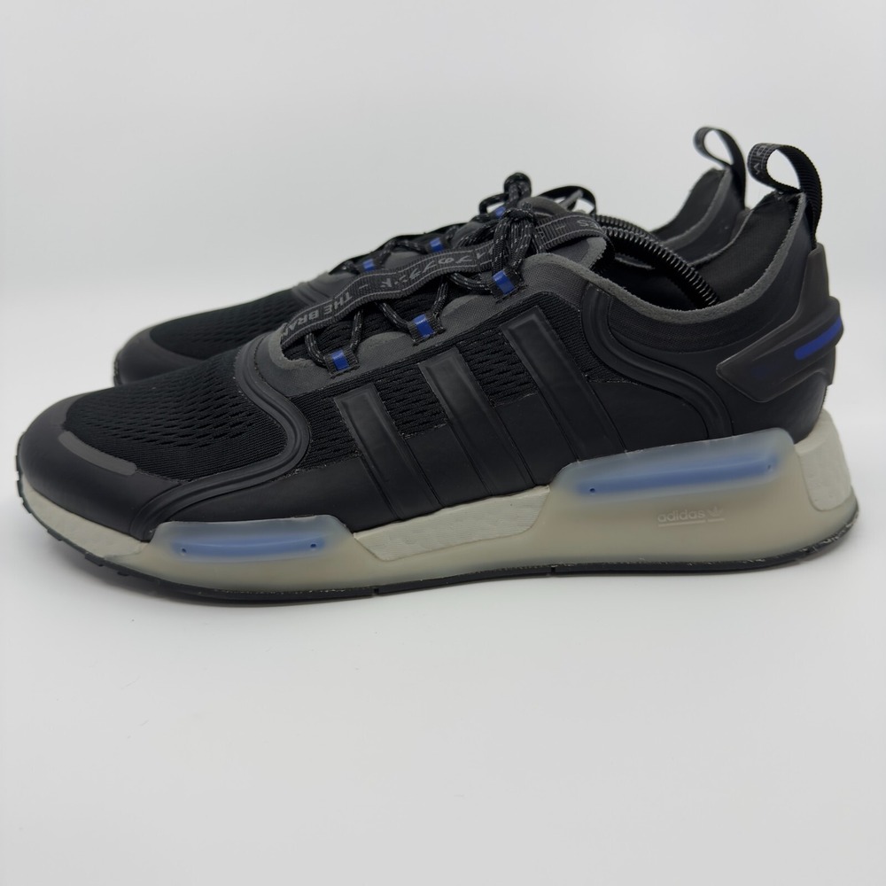 Adidas NMD v3 Mens 12 Black Blue White Rush Running Shoe Trainer Sneaker Stripes - Picture 4 of 16